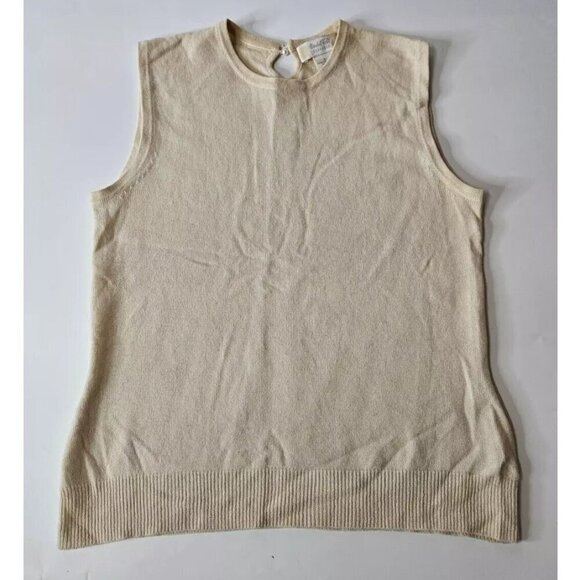 MARSHALL FIELDS 100% Cashmere Sleeveless Pullover Sweater Beige Women's Small - Picture 2 of 6
